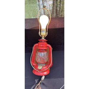 Amazing Vintage Dietz Red Ranch Craft Hanging Wall Lamp Lantern XLong Cord Works